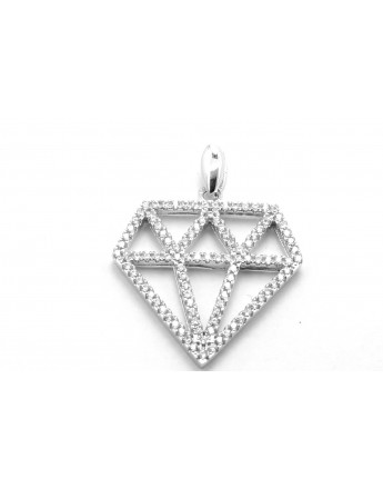 srebrny wisiorek diament z cyrkoniami rodowany 3.500g. 925