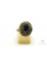 pierścionek srebrny pozłacany oksydowany z kamieniami na wzór art deco  4.200g. 925