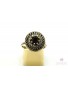 pierścionek srebrny pozłacany oksydowany z kamieniami na wzór art deco  3.700g. 925